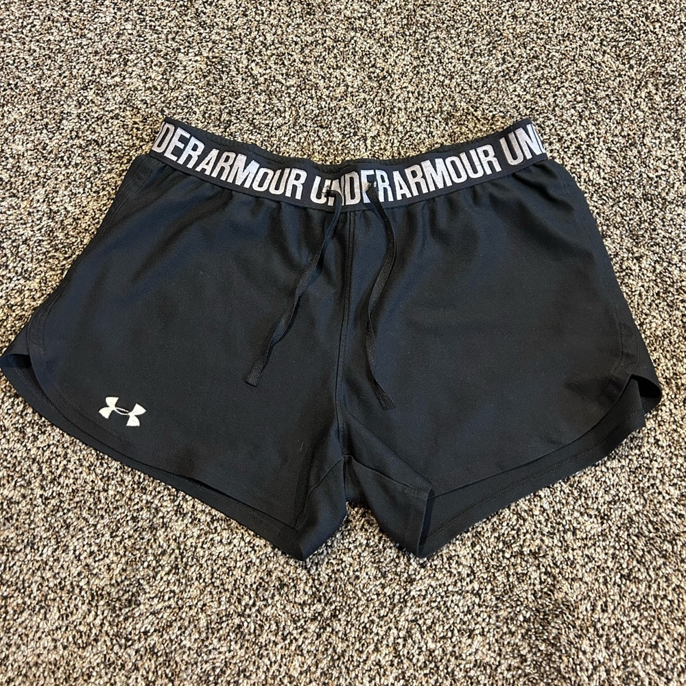 Under Armour Women's Black Athletic Shorts with Logo